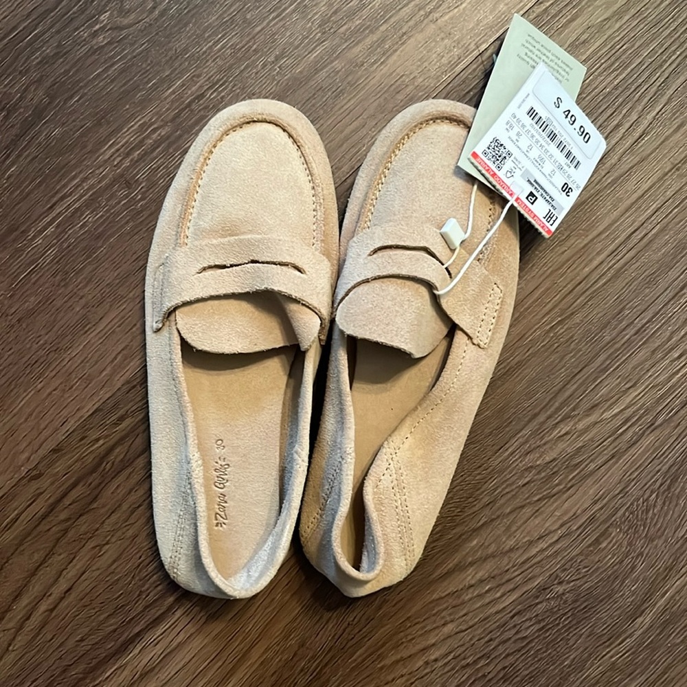 Zara girls suede loafers